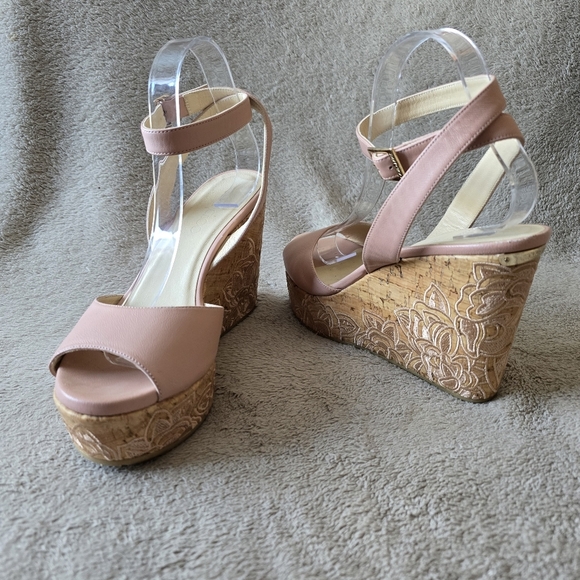 Jimmy Choo pink leather platform wedge sandals size 40 - Picture 1 of 15